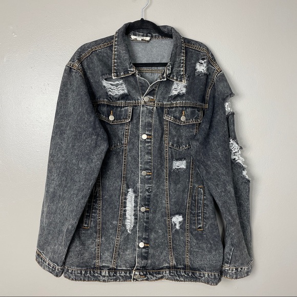 Umgee Jackets & Blazers - Umgee Distressed Dark Wash Denim Trucker Jacket